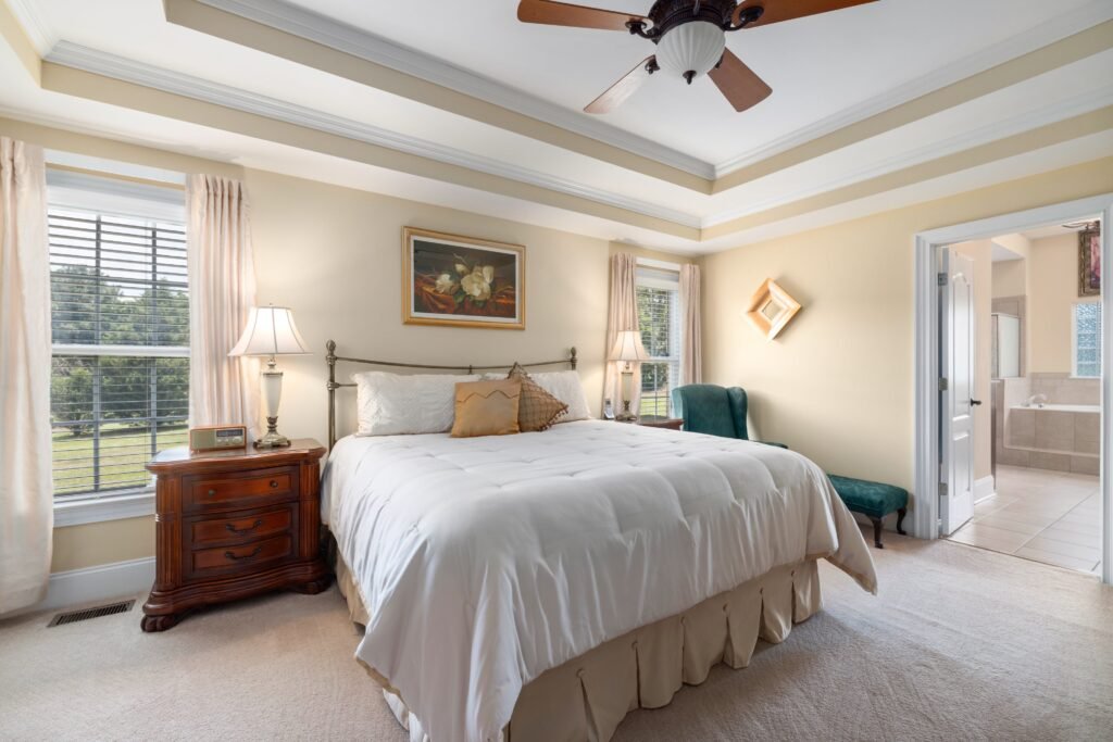 a beautiful, shining and comfort room with a big bed.